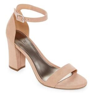Worthington Tan Ankle Strap Block Heels - Size 7.5